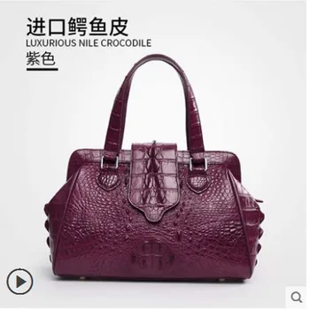 gete 2019 нов Внос женствена чанта от естествена крокодилска кожа за дами, модерна чанта с катарама от крокодилска кожа за дами, голяма чанта 1