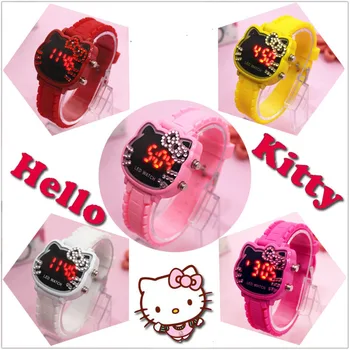 Kawaii Sanrio Hellokitty Сладки детски часовници за момичета Kt Cat Водоустойчив Студентски led Електронни Мультяшные детски часовник 1