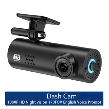 Автомобилен Видеорекордер 1s ПРИЛОЖЕНИЕ на Английски Гласово Управление 1S Full HD 1080P Нощно Виждане 170 ° FOV Тире Камера, Записващо устройство, WiFi Smart Dash Cam 24 Паркинг 1