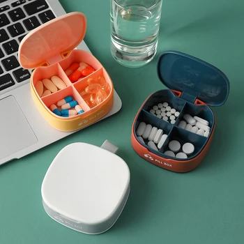Кутия За Таблетки 4 Колан Медицина Калъф За Таблетки За Пътуване Преносим Мини Аптечка Хапчета Организатор Капсула За Лекарства Пластмасова Кутия За Съхранение На Разделител 1