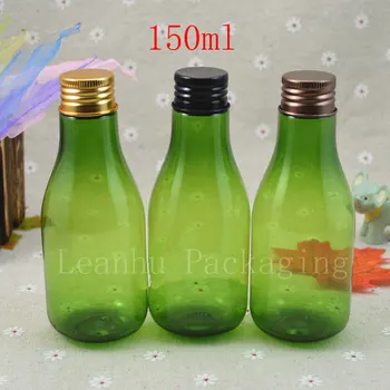Пластмасова бутилка 150 мл със златен / черен / бронзов винтова капачка, бутилка за опаковане лосион / тонер 150 cc, празен козметични контейнер 1