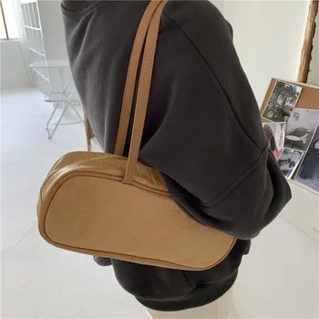 Проста водоустойчив хартиена чанта Dupont за жени, Реколта торбички от крафт-хартия, Ежедневни однотонная възглавница, чанта на рамото 2022 1
