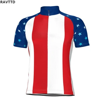 СЪЕДИНЕНИ Американски Флаг Pro Team Велосипедна Облекло с къси ръкави Мъжка Велосипедна фланелка на МТВ велосипед ризи Ropa Ciclismo велосипедна Спортно Облекло 1