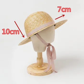 202006-HH6025B ръчно изработени от естествена СЛАМА с дълга панделка празнична детска солнцезащитная шапка детска шапка за почивка 2