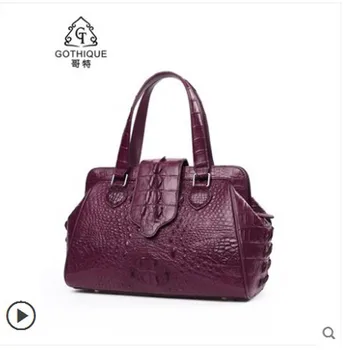 gete 2019 нов Внос женствена чанта от естествена крокодилска кожа за дами, модерна чанта с катарама от крокодилска кожа за дами, голяма чанта 2