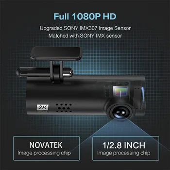 Автомобилен Видеорекордер 1s ПРИЛОЖЕНИЕ на Английски Гласово Управление 1S Full HD 1080P Нощно Виждане 170 ° FOV Тире Камера, Записващо устройство, WiFi Smart Dash Cam 24 Паркинг 2
