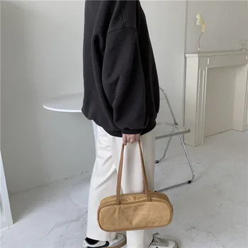 Проста водоустойчив хартиена чанта Dupont за жени, Реколта торбички от крафт-хартия, Ежедневни однотонная възглавница, чанта на рамото 2022 2