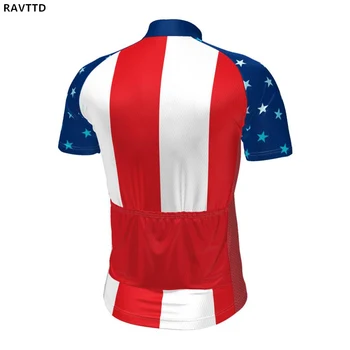 СЪЕДИНЕНИ Американски Флаг Pro Team Велосипедна Облекло с къси ръкави Мъжка Велосипедна фланелка на МТВ велосипед ризи Ropa Ciclismo велосипедна Спортно Облекло 2