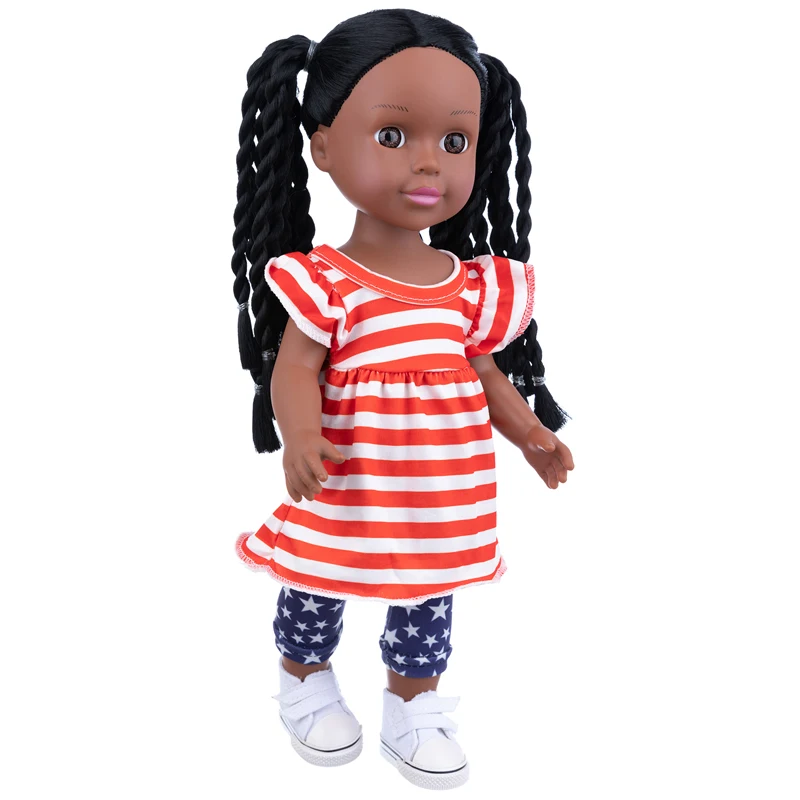 14 инча/35 см американската момиче модерна детска розова, черна дълга ракита кукла Изображение 1