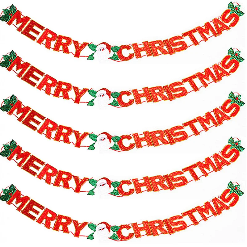 Весела Коледа Знамена С Английски Букви Фланелевый PVC Банер Коледен Декор На Открито Стенни Художествени Знамена Коледно Дърво Флагчета Ред Изображение 1
