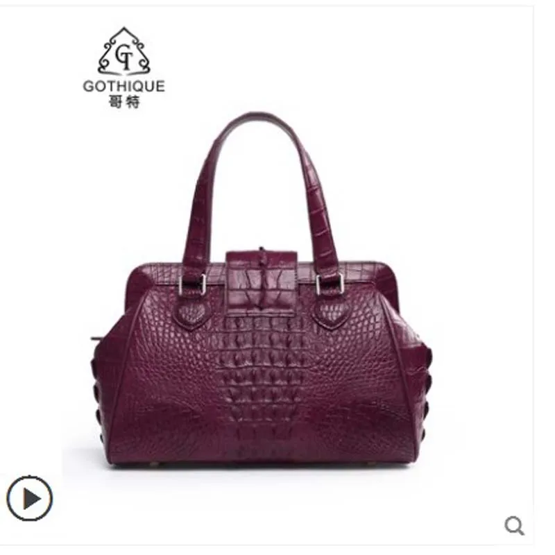 gete 2019 нов Внос женствена чанта от естествена крокодилска кожа за дами, модерна чанта с катарама от крокодилска кожа за дами, голяма чанта Изображение 2