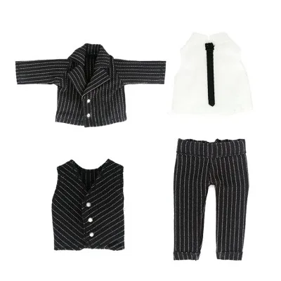 OB11 стоп-моушън дрехи размер 1/12 модерен нов официален костюм яке + жилетка + бяла риза + панталон стръмни 4 костюми в черно-бяла лента и т.н. Изображение 4
