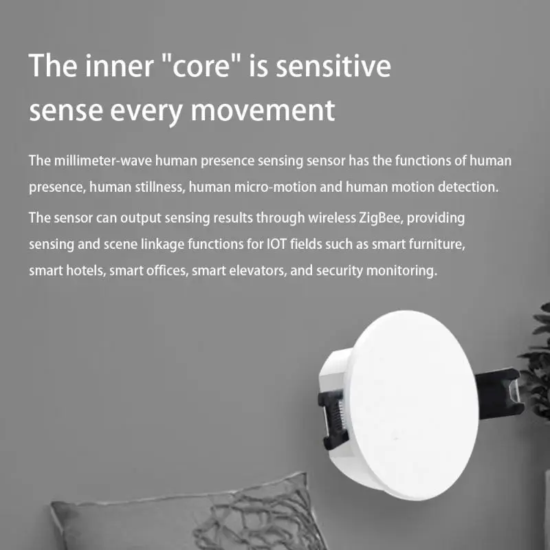 2022 Sasha Smart ZigBee Тавана Интелигентен сензор за присъствие на човек на Hristo Micro-motion Detect Сензор за откриване на движение на човешкото тяло Изображение 5