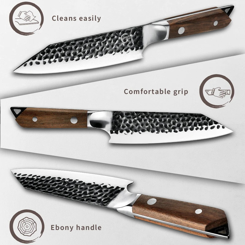 7-инчов Професионален Японски Нож на Главния готвач Kiritsuke От Високо Стомана 5Cr15Mov, Кухненски Ножове, Режещи инструменти, Эбонитовая Дръжка, GRANDSHARP Изображение 5