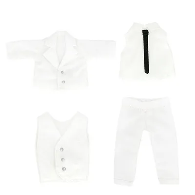OB11 стоп-моушън дрехи размер 1/12 модерен нов официален костюм яке + жилетка + бяла риза + панталон стръмни 4 костюми в черно-бяла лента и т.н. Изображение 5