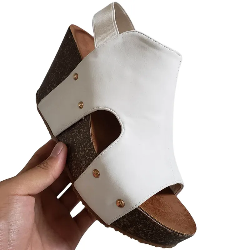 Дамски летни сандали на танкетке с каишка на щиколотке, сандали-гладиатори от естествена кожа на платформа с отворени пръсти, Леопардовая Обувки Изображение 5